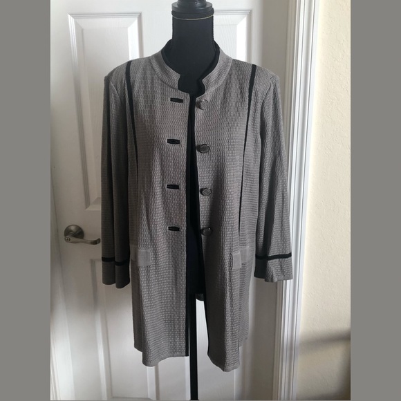 Misook’s Mandarin Collar Knit Weaved Jacket - Picture 2 of 14